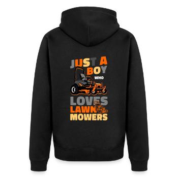 Lawn Mower Mowing Dad Father - Unisex Premium Bio Zip Hoodie - Schwarz - Hinten - Nico (187cm)