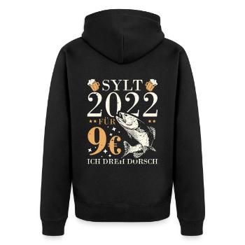 Sylt 2022 for 9 € I shoot cod and celebrate beer - Unisex Premium Organic Zip Hoodie - black - Back - Nico (187cm)