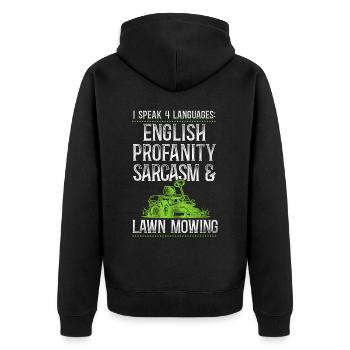 Lawn Mower Mowing Dad Father - Unisex Premium Bio Zip Hoodie - Schwarz - Hinten - Nico (187cm)