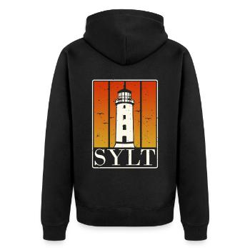 Ich Liebe Sylt Meine Insel Zum Entspannen Möwe In - Unisex Premium Bio Zip Hoodie - Schwarz - Hinten - Nico (187cm)