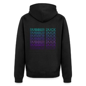 Gummi-Ente Retro - Unisex Premium Bio Zip Hoodie - Schwarz - Hinten - Nico (187cm)