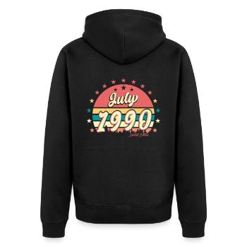 Baujahr 1990 Im Juli - Unisex Premium Bio Zip Hoodie - Schwarz - Hinten - Nico (187cm)