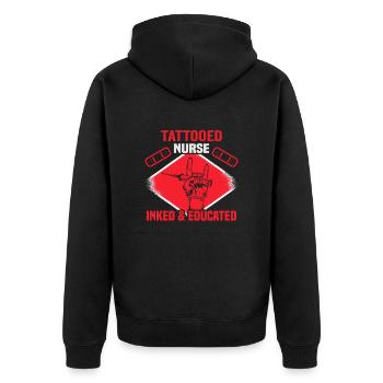 Tattooed EMT Inked & Educated Krankenschwester - Unisex Premium Bio Zip Hoodie - Schwarz - Hinten - Nico (187cm)