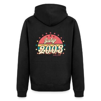 Bestes Lebensjahr Juli 2003 - Unisex Premium Bio Zip Hoodie - Schwarz - Hinten - Nico (187cm)