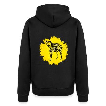 Hyena - Unisex Premium Organic Zip Hoodie - black - Back - Nico (187cm)