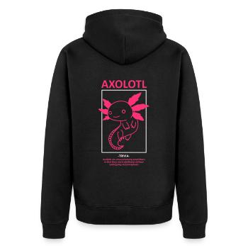 Axolotl Ambystoma Streetwear Ästhetik Haustier - Unisex Premium Bio Zip Hoodie - Schwarz - Hinten - Nico (187cm)
