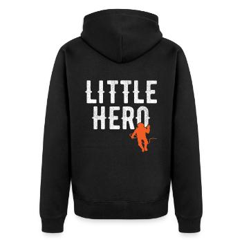 Kleiner Held - Süßer Kosmonaut -Astronaut - Unisex Premium Bio Zip Hoodie - Schwarz - Hinten - Nico (187cm)