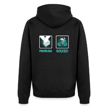 Funny cyclist - Unisex Premium Organic Zip Hoodie - black - Back - Nico (187cm)