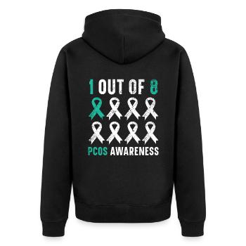 1 von 8 Krieger des polyzystischen Ovarialsyndroms - Unisex Premium Bio Zip Hoodie - Schwarz - Hinten - Nico (187cm)