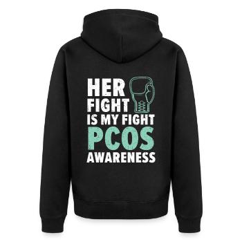 Ihr Kampf ist Polyzystisches Ovarialsyndrom - Unisex Premium Bio Zip Hoodie - Schwarz - Hinten - Nico (187cm)