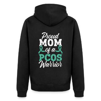 Mom Of A PCOS Warrior Polycystic Ovary Syndrome - Unisex Premium Organic Zip Hoodie - black - Back - Nico (187cm)