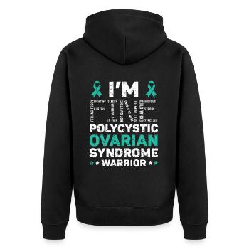 Ich bin fein Polyzystisches Ovarialsyndrom Krieger PCOS - Unisex Premium Bio Zip Hoodie - Schwarz - Hinten - Nico (187cm)