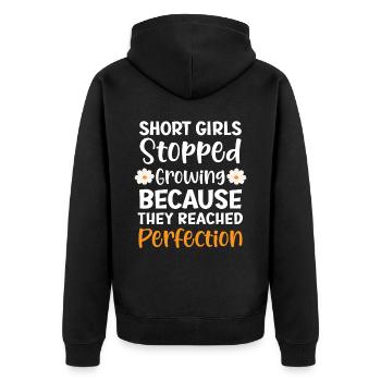 Les filles courtes ont cessé de grandir Blagues drôles Humour - Veste à capuche bio Premium Unisexe - noir - Dos - Nico (187cm)