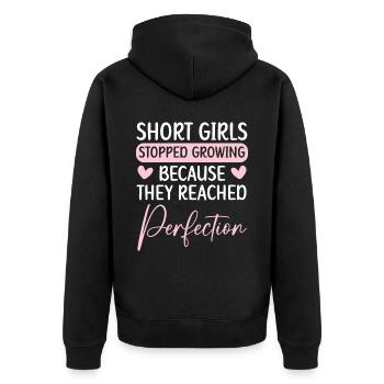 Les filles courtes ont cessé de grandir Blagues drôles Humour - Veste à capuche bio Premium Unisexe - noir - Dos - Nico (187cm)