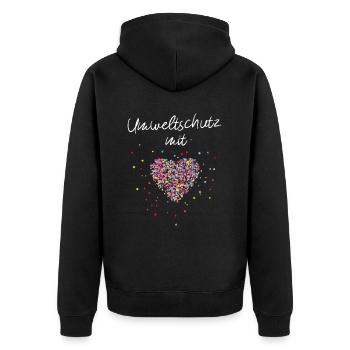 Umweltschutz Mit Herz Klimawandel Klima - Unisex Premium Bio Zip Hoodie - Schwarz - Hinten - Nico (187cm)