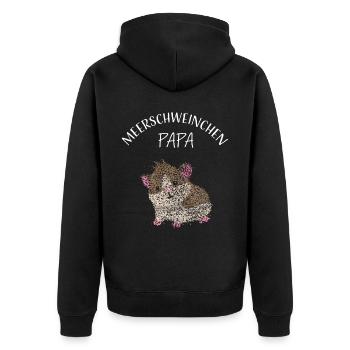 Meerschweinchen Papa Vater Nagetiere - Unisex Premium Bio Zip Hoodie - Schwarz - Hinten - Nico (187cm)