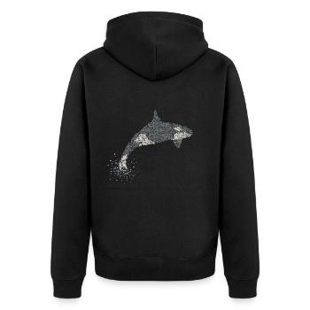 Orka Orca Killerwal Mörderwal Wale - Unisex Premium Bio Zip Hoodie - Schwarz - Hinten - Nico (187cm)