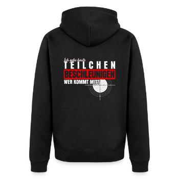 Sportschütze Schützenkönig Schießsport - Unisex Premium Bio Zip Hoodie - Schwarz - Hinten - Nico (187cm)