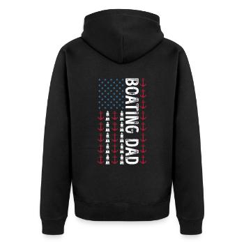 4. Juli Boating Dad American Flag Sailor - Unisex Premium Bio Zip Hoodie - Schwarz - Hinten - Nico (187cm)