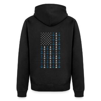 Boating American Flag 4th of July Anchor USA - Unisex Premium Organic Zip Hoodie - black - Back - Nico (187cm)