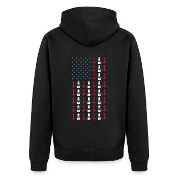 Boating American Flag 4th of July Merica USA - Unisex Premium Organic Zip Hoodie - black - Back - Nico (187cm)