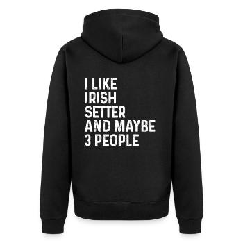 Ich mag Irish Setter und vielleicht 3 Personen Hundeliebhaber - Unisex Premium Bio Zip Hoodie - Schwarz - Hinten - Nico (187cm)