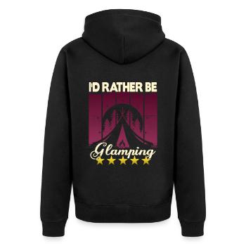 I'd rather be Glamping - Unisex Premium Bio Zip Hoodie - Schwarz - Hinten - Nico (187cm)
