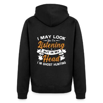 Geisterjäger Paranormal Geisterjagd Geist Geschenk - Unisex Premium Bio Zip Hoodie - Schwarz - Hinten - Nico (187cm)