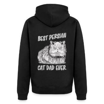 Persian Cat Saying Cat Papa Persian Cat Gift - Unisex Premium Organic Zip Hoodie - black - Back - Nico (187cm)