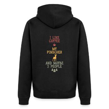 I like coffee my Pinscher and maybe 3 people - Unisex Premium Organic Zip Hoodie - black - Back - Nico (187cm)