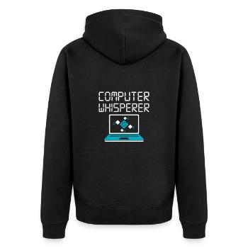 Computer - Unisex Premium Bio Zip Hoodie - Schwarz - Hinten - Nico (187cm)