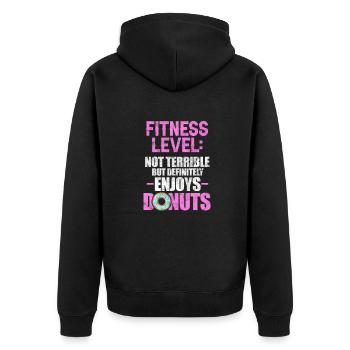 Donut Fitness - Unisex Premium Bio Zip Hoodie - Schwarz - Hinten - Nico (187cm)