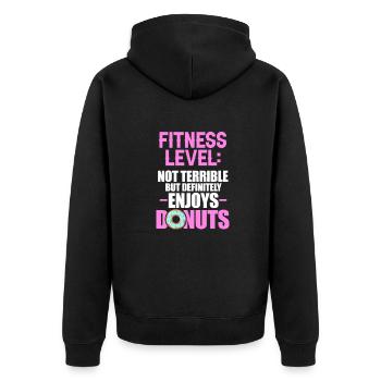 Donut Fitness Gym Workout Donuts Geschenk - Unisex Premium Bio Zip Hoodie - Schwarz - Hinten - Nico (187cm)