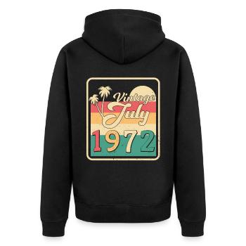 1972 Juli 50ter Geburtstag - Unisex Premium Bio Zip Hoodie - Schwarz - Hinten - Nico (187cm)
