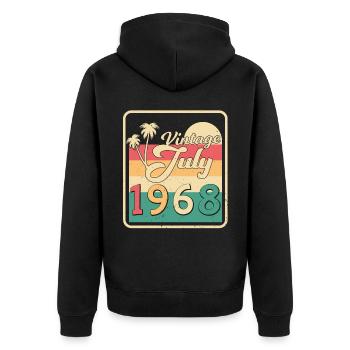 Juli 1968 Retro - Unisex Premium Bio Zip Hoodie - Schwarz - Hinten - Nico (187cm)