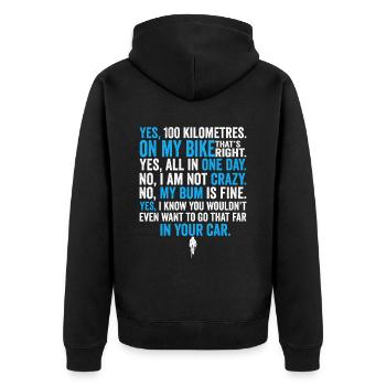 Rennradfahrer Radfahrer Lästige Fragen Shirt - Unisex Premium Bio Zip Hoodie - Schwarz - Hinten - Nico (187cm)