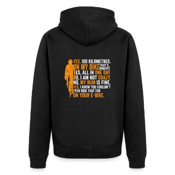 Rennradfahrer Radfahrer Lästige Fragen Shirt - Unisex Premium Bio Zip Hoodie - Schwarz - Hinten - Nico (187cm)