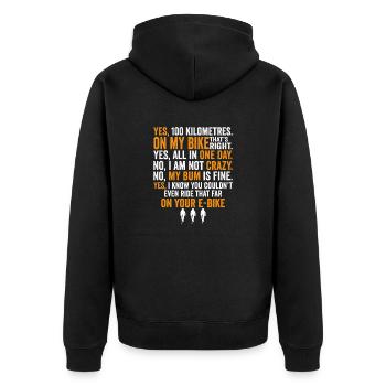 Rennradfahrer Radfahrer Lästige Fragen Shirt - Unisex Premium Bio Zip Hoodie - Schwarz - Hinten - Nico (187cm)