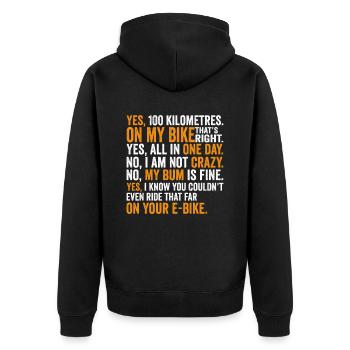 Rennradfahrer Radfahrer Lästige Fragen Shirt - Unisex Premium Bio Zip Hoodie - Schwarz - Hinten - Nico (187cm)