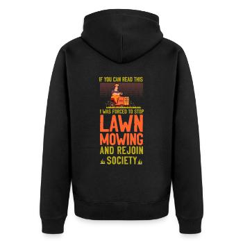 Lawn Mower Mowing Dad Father - Unisex Premium Organic Zip Hoodie - black - Back - Nico (187cm)