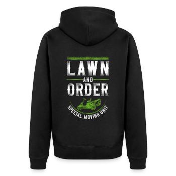 Lawn Mower Mowing Dad Father - Unisex Premium Bio Zip Hoodie - Schwarz - Hinten - Nico (187cm)