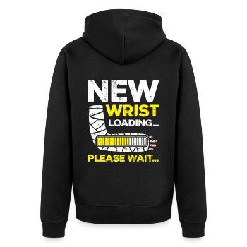 New Wrist Loading Broken Hand Injury Recovery - Unisex Premium Organic Zip Hoodie - black - Back - Nico (187cm)