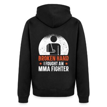 Broken Hand I Fought An MMA Fighter Injury Rehab - Unisex Premium Organic Zip Hoodie - black - Back - Nico (187cm)