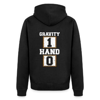 Schwerkraft 1 Hand 0 Gebrochene Hand Verletzung Wiederherstellung - Unisex Premium Bio Zip Hoodie - Schwarz - Hinten - Nico (187cm)