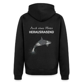 Orka Killerwal Mörderwal Schwertwal - Unisex Premium Bio Zip Hoodie - Schwarz - Hinten - Nico (187cm)