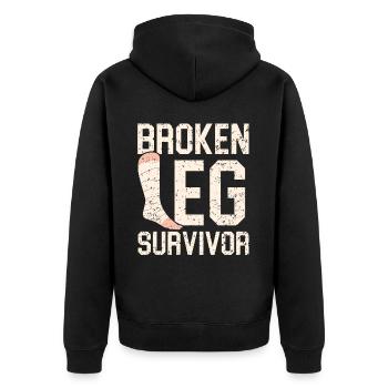 Rehabilitation der Rehabilitation von gebrochenen Beinüberlebenden - Unisex Premium Bio Zip Hoodie - Schwarz - Hinten - Nico (187cm)