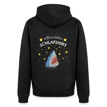 Offizielles Schlafshirt Weisser Hai Haie - Unisex Premium Bio Zip Hoodie - Schwarz - Hinten - Nico (187cm)