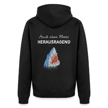 Weisser Hai Haie Haifisch Hailiebhaber - Unisex Premium Bio Zip Hoodie - Schwarz - Hinten - Nico (187cm)