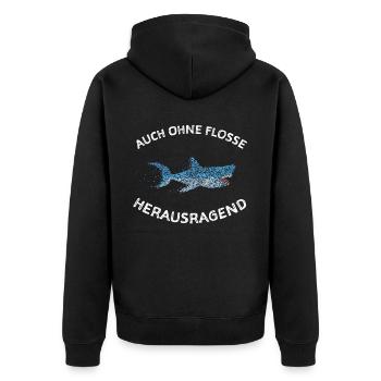 Grosser Weisser Hai Haifisch Wale Walhai - Unisex Premium Bio Zip Hoodie - Schwarz - Hinten - Nico (187cm)