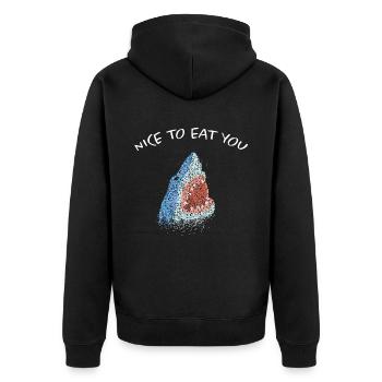Nice To Eat You White Shark Shark - Unisex Premium Organic Zip Hoodie - black - Back - Nico (187cm)